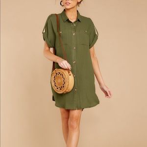 Olive Green Shirt Dress